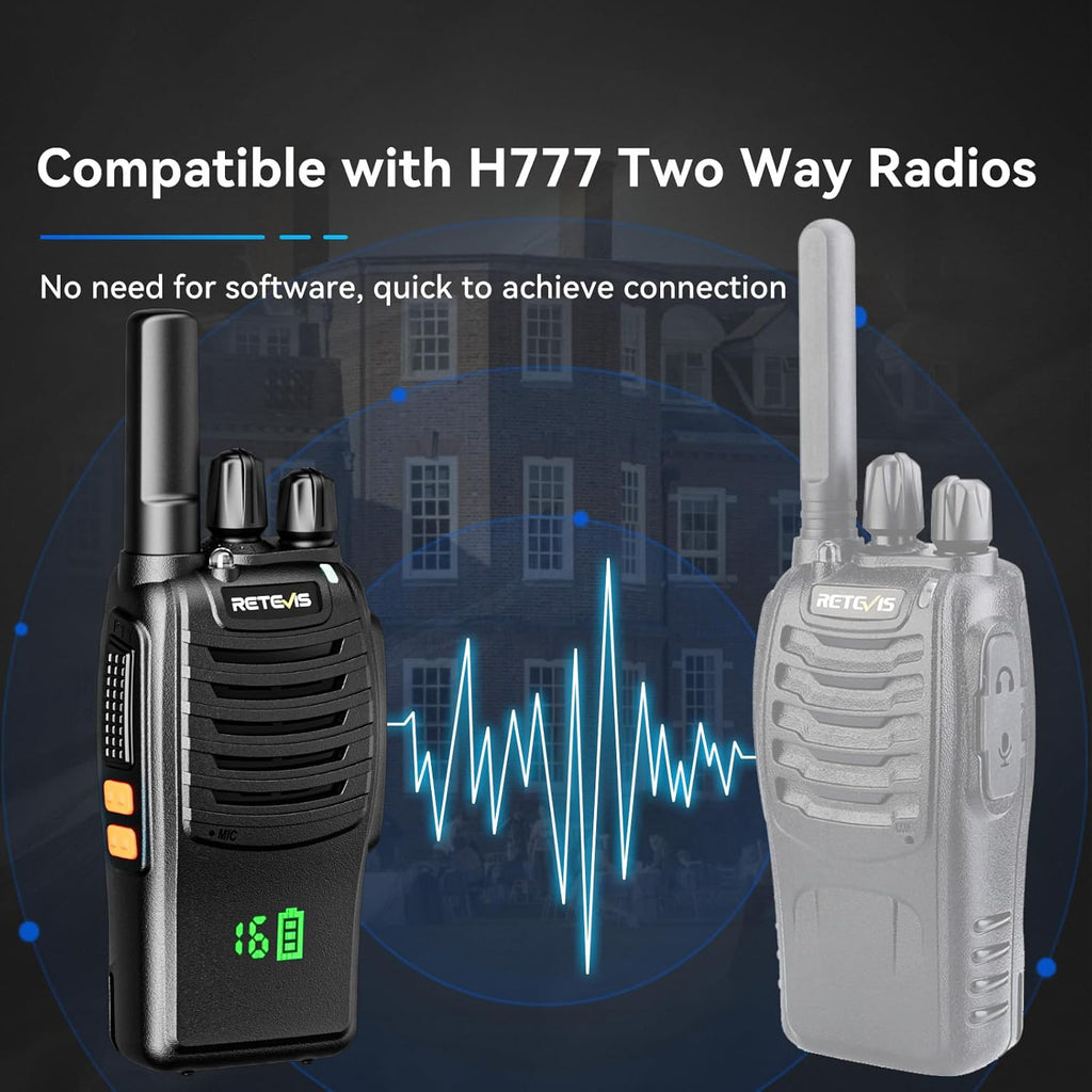 Retevis H-777H Walkie-Talkies with 6 Way Gang Charger,2 Way Radios with Earpiece,Hidden LED Segment Displays,Flashlight,USB-C,VOX,Portable FRS Two-Way Radios for Retail Property Church Hotel(6 Pack)