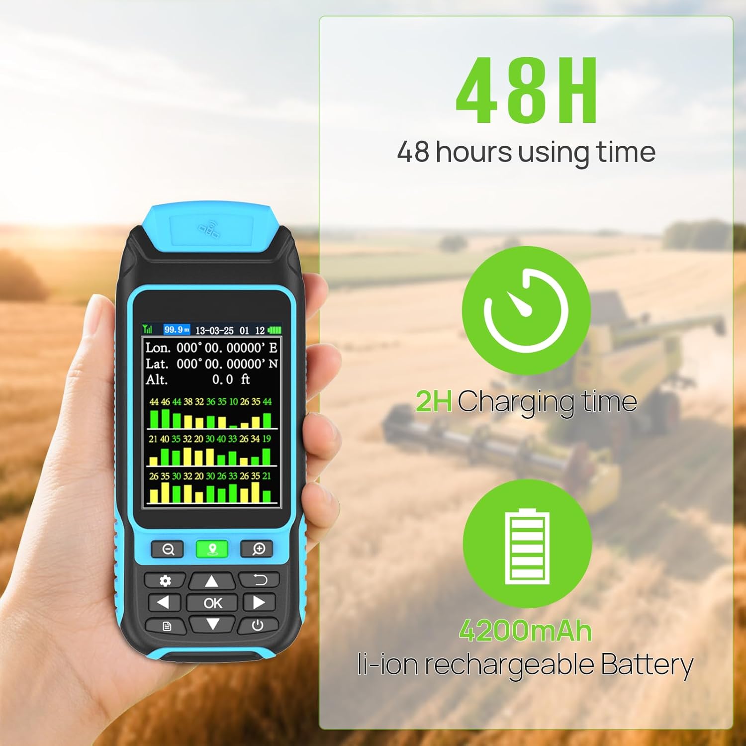 Handheld GPS Survey Equipment, High-Precision Rugged Land Surveying Equipment for Mountainous Terrain, Farmland, Forest, Ranch, Mining Lake