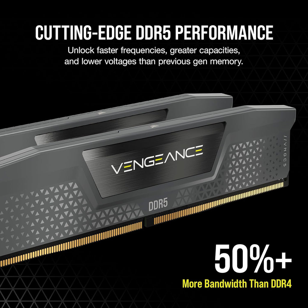CORSAIR Vengeance DDR5 RAM 16GB (2x8GB) Up to 5200MHz CL40 AMD EXPO Intel XMP 3.0 Desktop Computer Memory - Gray