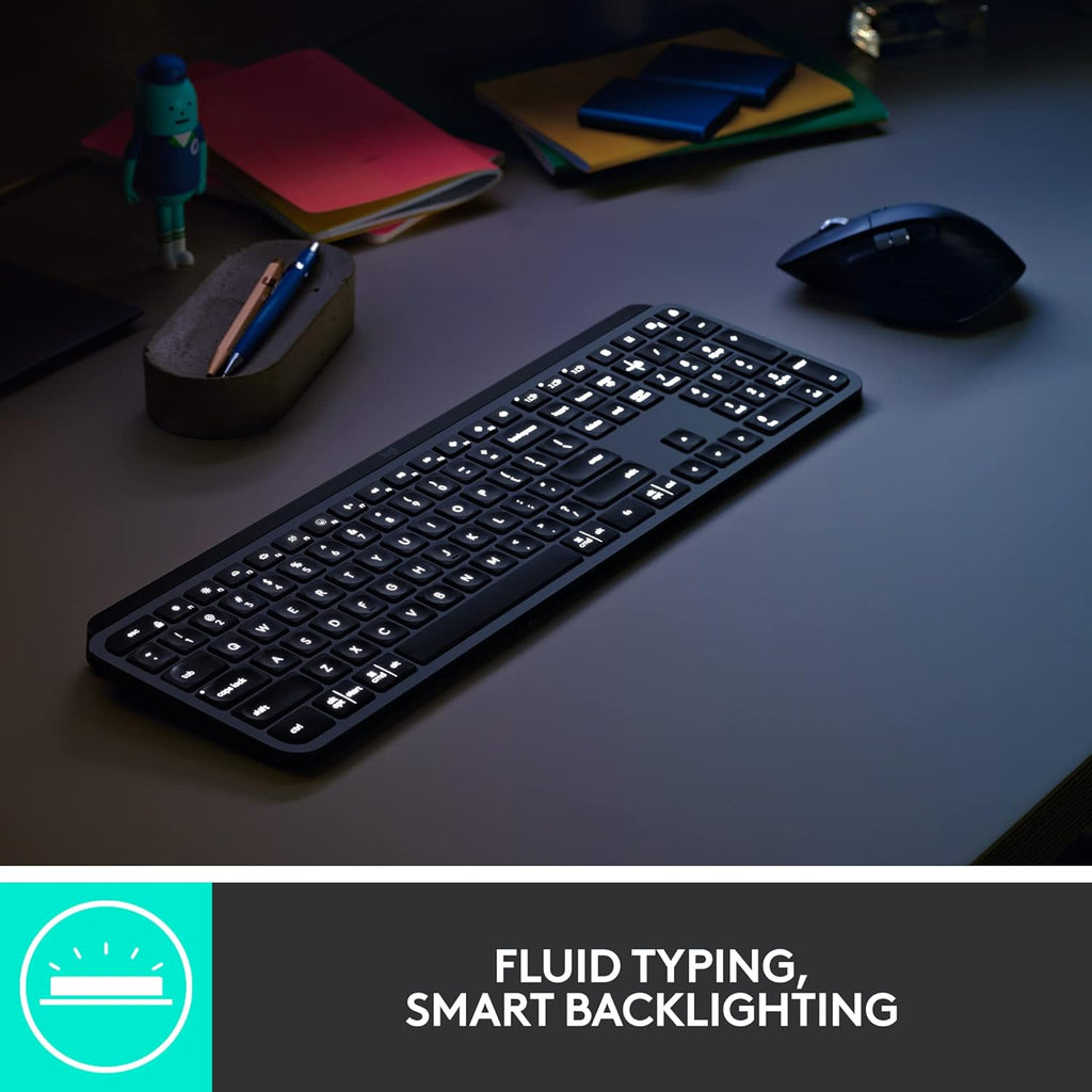 Logitech MX Keys Combo for Business | Gen 2, Full Size Wireless Keyboard and Wireless Mouse, with Keyboard Palm Rest, Bluetooth, Logi Bolt, Quiet Clicks, Windows/Mac/Chrome/Linux - Graphite