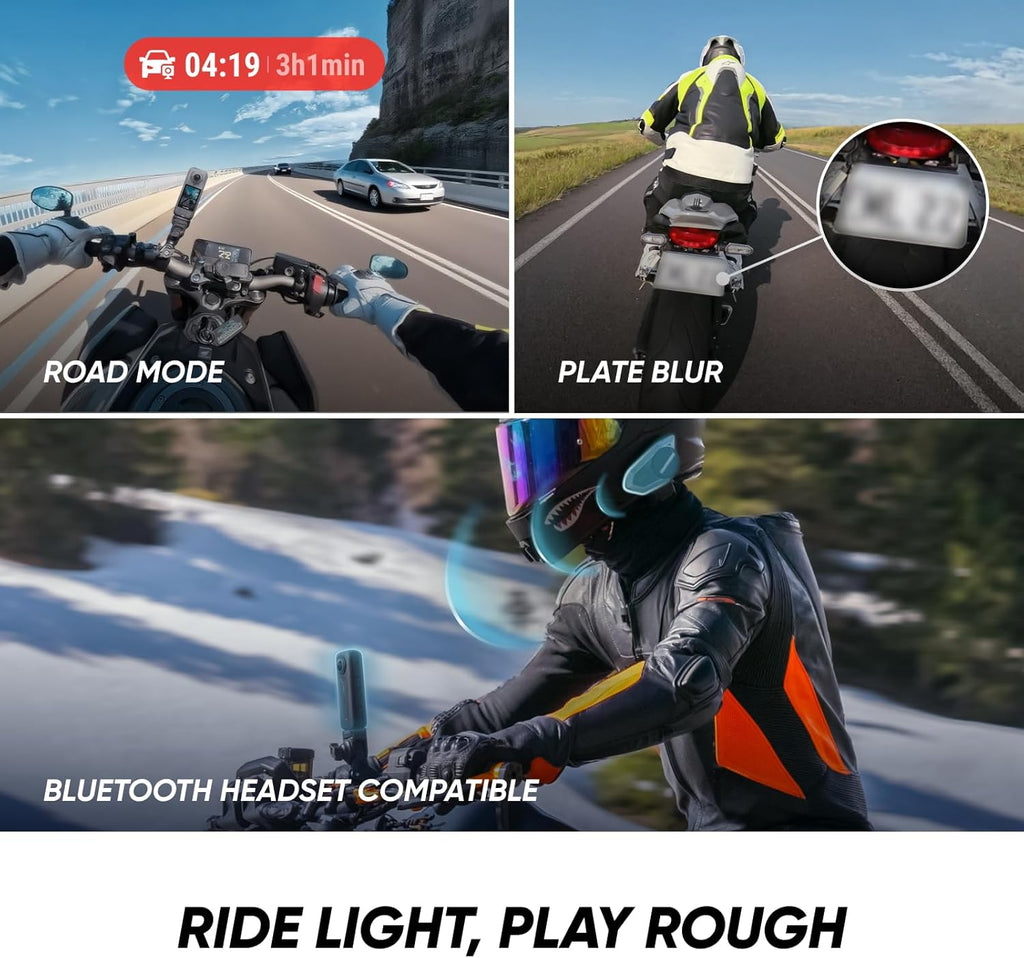 Insta360 X4 Air Motorcycle Ultimate Multiview Bundle - Lightweight 165g 8K 360 Camera, Invisible Selfie Stick, Replaceable Lenses, Shoot First & Frame Later, Built-in Wind Guard, Stabilization