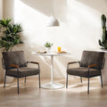 VINGLI Mid-Century Modern Accent Armchiars Set of 2 for Small Space, Small Comfy Upholstered Leisure Reading Chairs with Wood Armrests for Bedroom, Living Room, Waiting Room, Linen Expresso