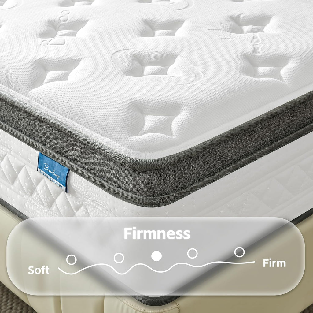 King Size Mattress, 12 Inch King Mattress in a Box, Cooling Gel Memory Foam Hybrid Mattress with Pocketed Coils, Medium Firm Feel, CertiPUR-US Certified, Pressure Relief, Motion Isolation