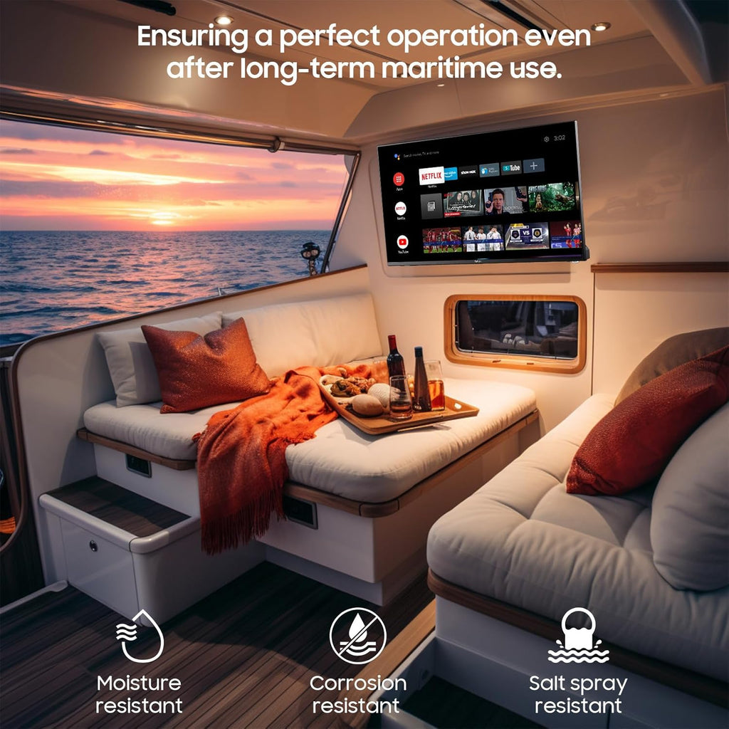 SYLVOX 12 Volt TV, 40" Smart Television 1080P with Google OS Support Voice Remote Screencast ATSC NTSC WiFi Bluetooth HDMI USB, AC/DC Powered, 12V TV for RV Camper Boat Coastal Home (Marine Series)