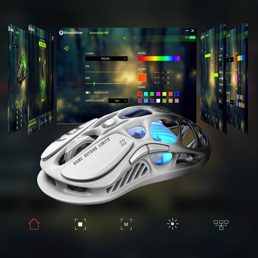 GravaStar Mercury M1 Pro Gaming Mouse, Lightweight Magnesium Alloy, 26,000 DPI, PAW3395DM Sensor, 5 Programmable Buttons, Support Wired/2.4GHz/BT, Up to 200 Hours Battery Life (Gradient Black)