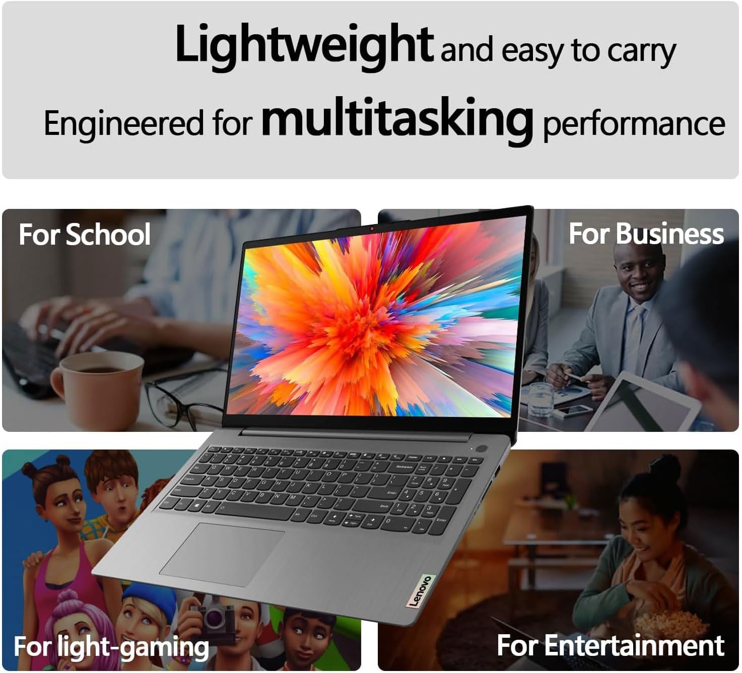 Lenovo IdeaPad 1 Home Laptop, 15.6" FHD Display, Intel Celeron Dual Core Processor, 12GB RAM, 384GB Storage(128GB eMMC + 256GB PCIe), 1 Yr Office 365, Wi-Fi 6, W11H, Additional 1 Yr ADP (Renewed)