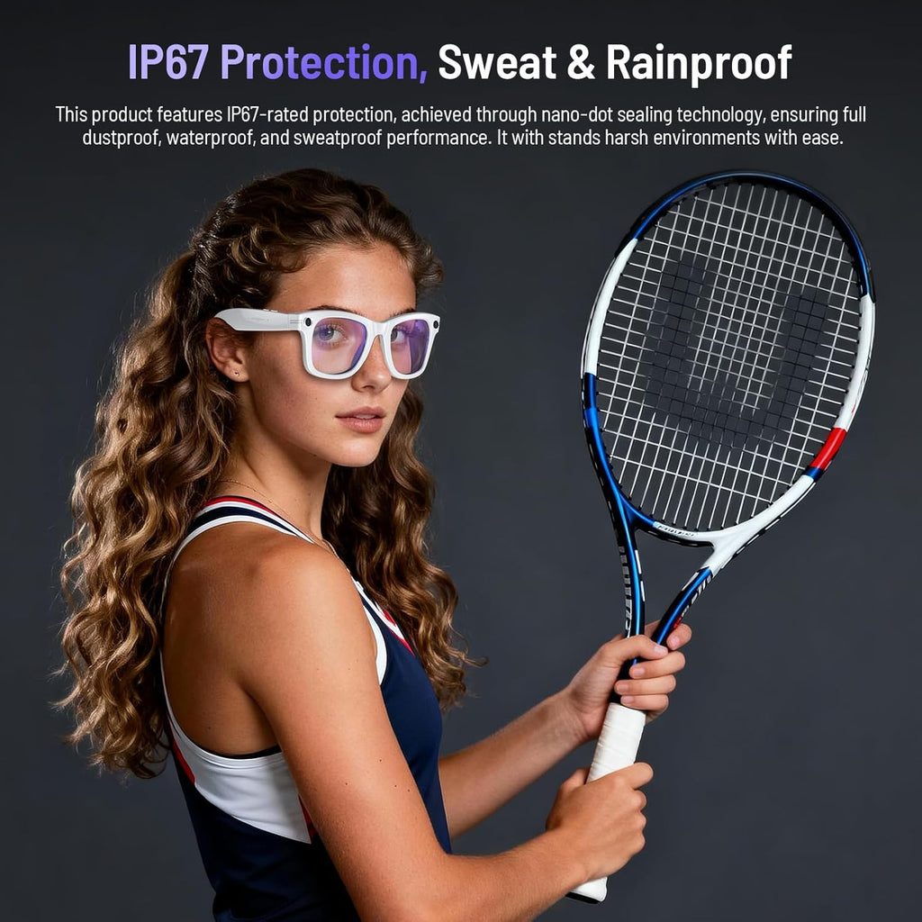 AI Smart Glasses with Camera and Bluetooth, 8MP 4K Camera Glasses with Translation & Voice Control, Video, Audio Recording, IP67 Waterproof Smart Glasses for Business & Outdoor(Photochromic)