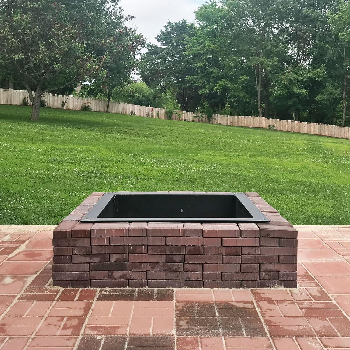 Sunnydaze Fire Ring for Outside - Heavy-Duty Wood-Burning Metal Fire Pit Ring Insert - 36-Inch Square Outer/30-Inch Square Inner Diameter