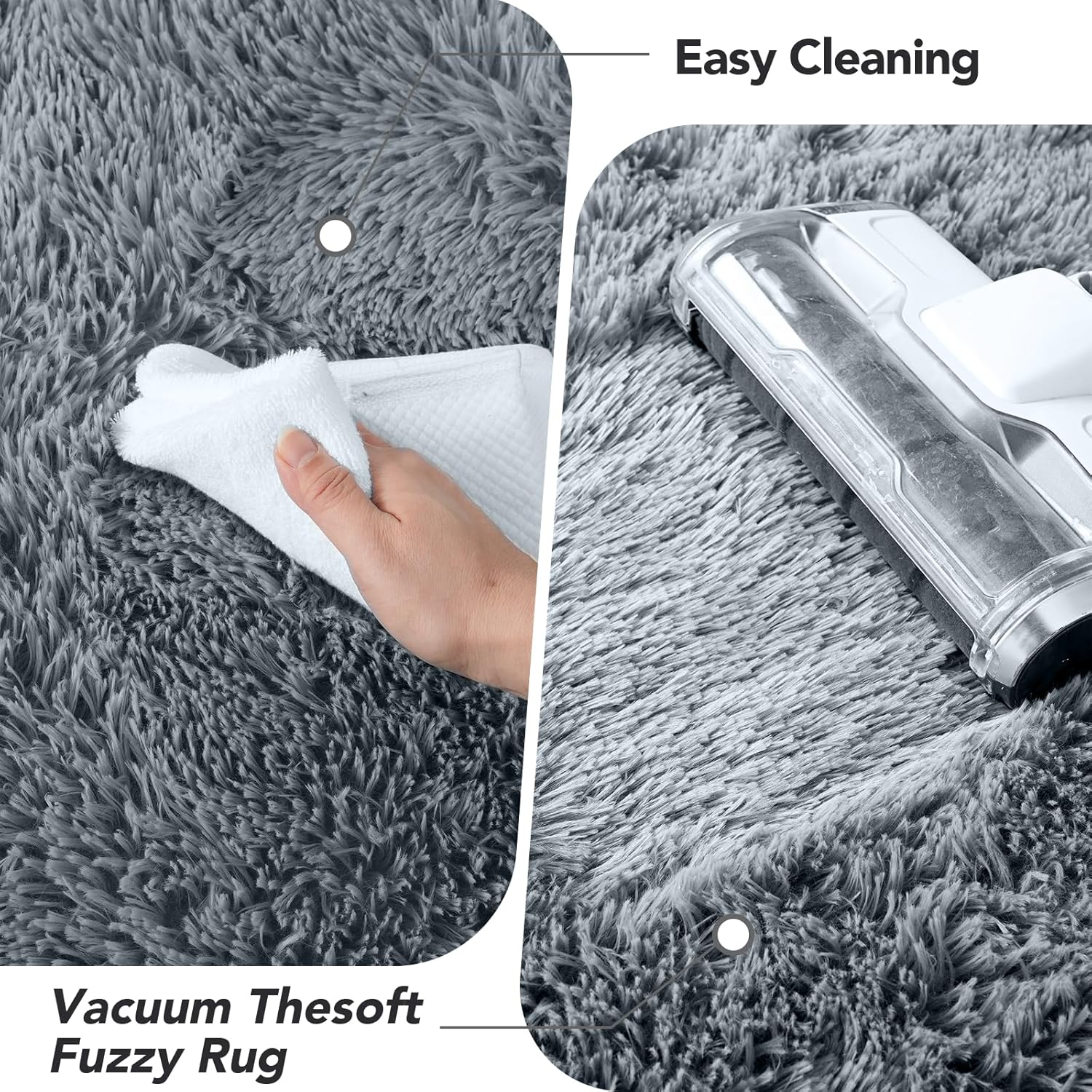 Fluffyrug Large Rugs for Living Room 10x14: Gray Extra Large Area Rugs 10x14 Living Room - Big Area Rug (Grey, 10x14 Feet)