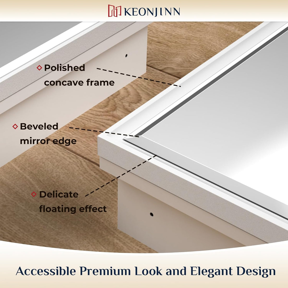 Keonjinn 20" x 26" White Medicine Cabinets for Bathroom with Mirror, Recessed or Surface Wall-Mounted Aluminum Alloy Framed Beveled Mirror, Single Door Farmhouse Bathroom Mirror with Storage Cabinet