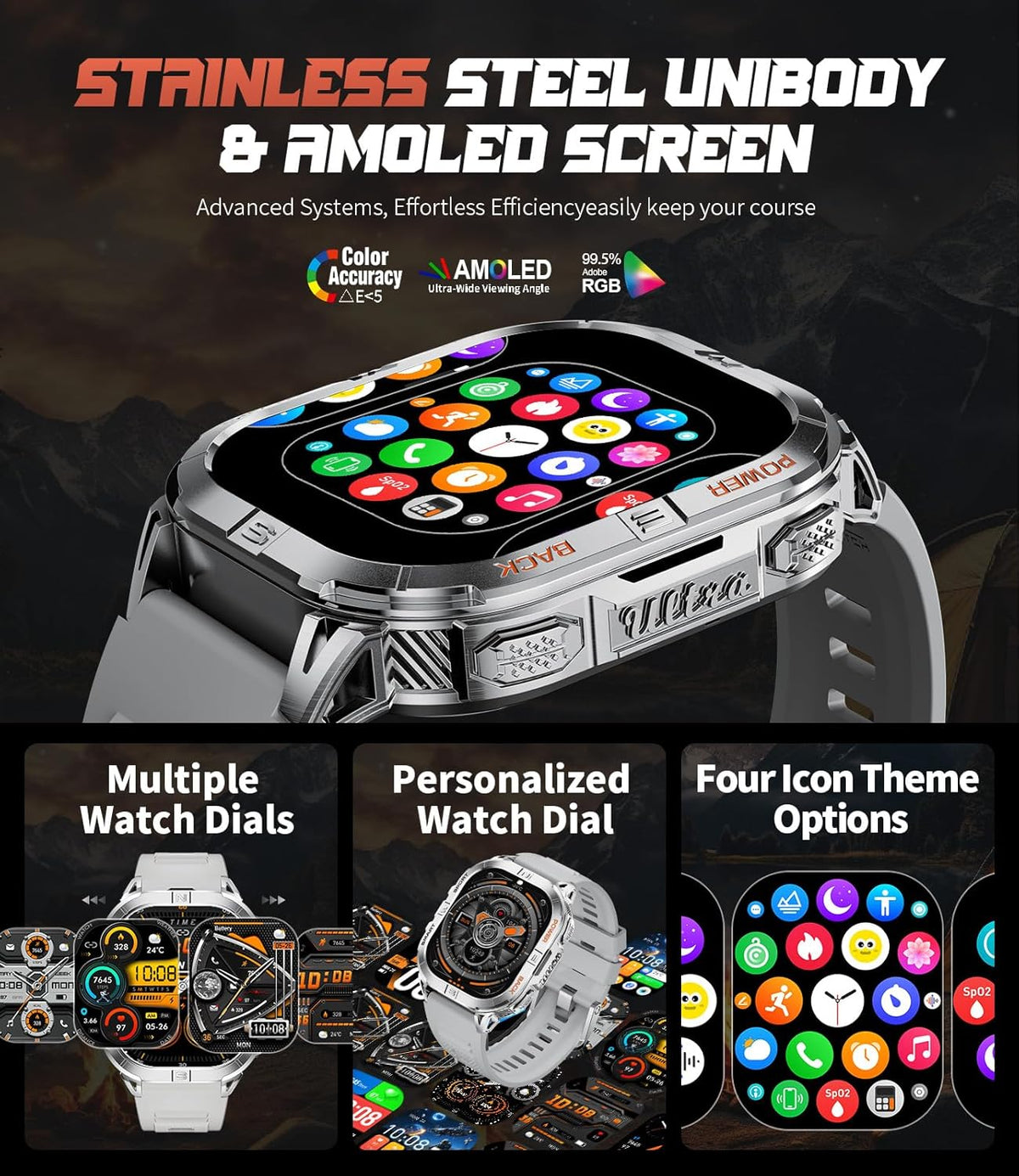 LIGE GPS Sports Smart Watch for Men, 2.13'' AMOLED Smartwatches, 170+ Sport Modes/LED Flashlight/Compass, IP68 Waterproof Step Tracker Watch, Sleep/Pedometer Smart Watches for Android iOS (Sliver)