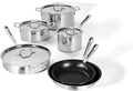 All-Clad D3 3 Ply Stainless Steel Nonstick Bonded Cookware Set 10 Piece, Oven Broiler Safe 600F, Kitchen Cooking Set w/Frying Pan, Sauce Pan, Saute Pan, Stockpot, Professional Pots & Pans Set Silver