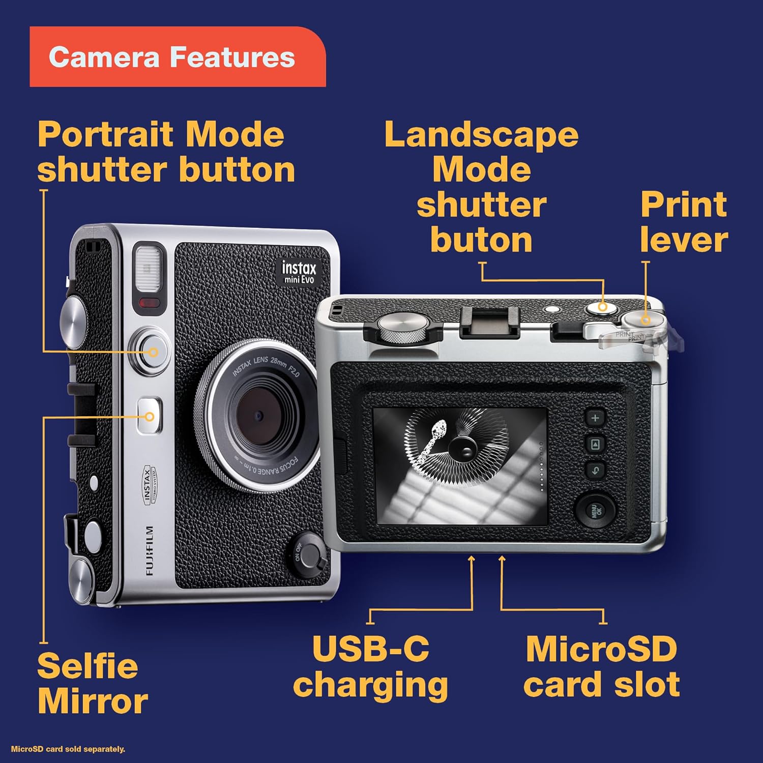 Fujifilm Instax Mini EVO Instant Camera - Brown