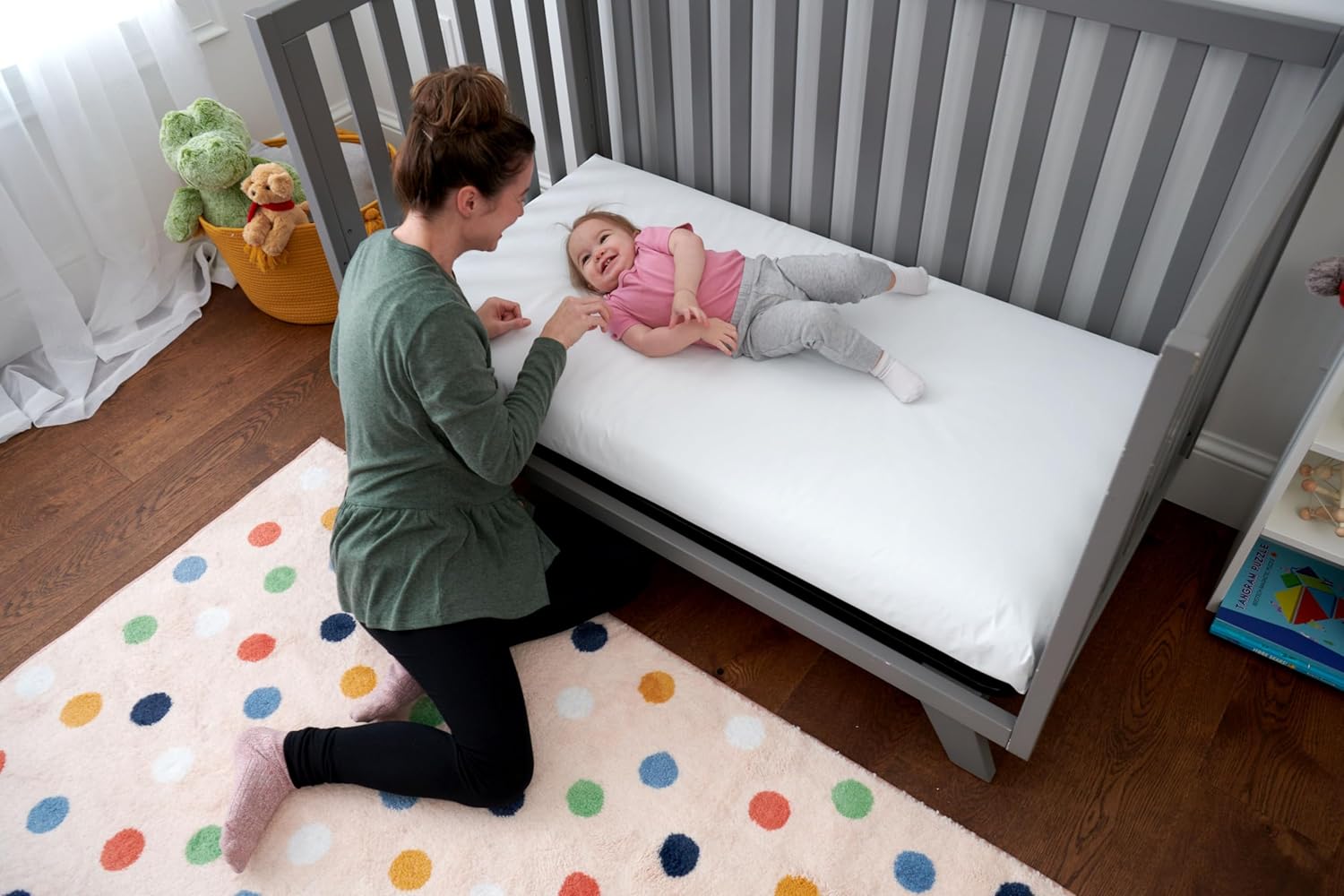 Lullaby Earth Non-Toxic Crib Mattress - Waterproof - Fits Standard Baby and Toddler Bed, White
