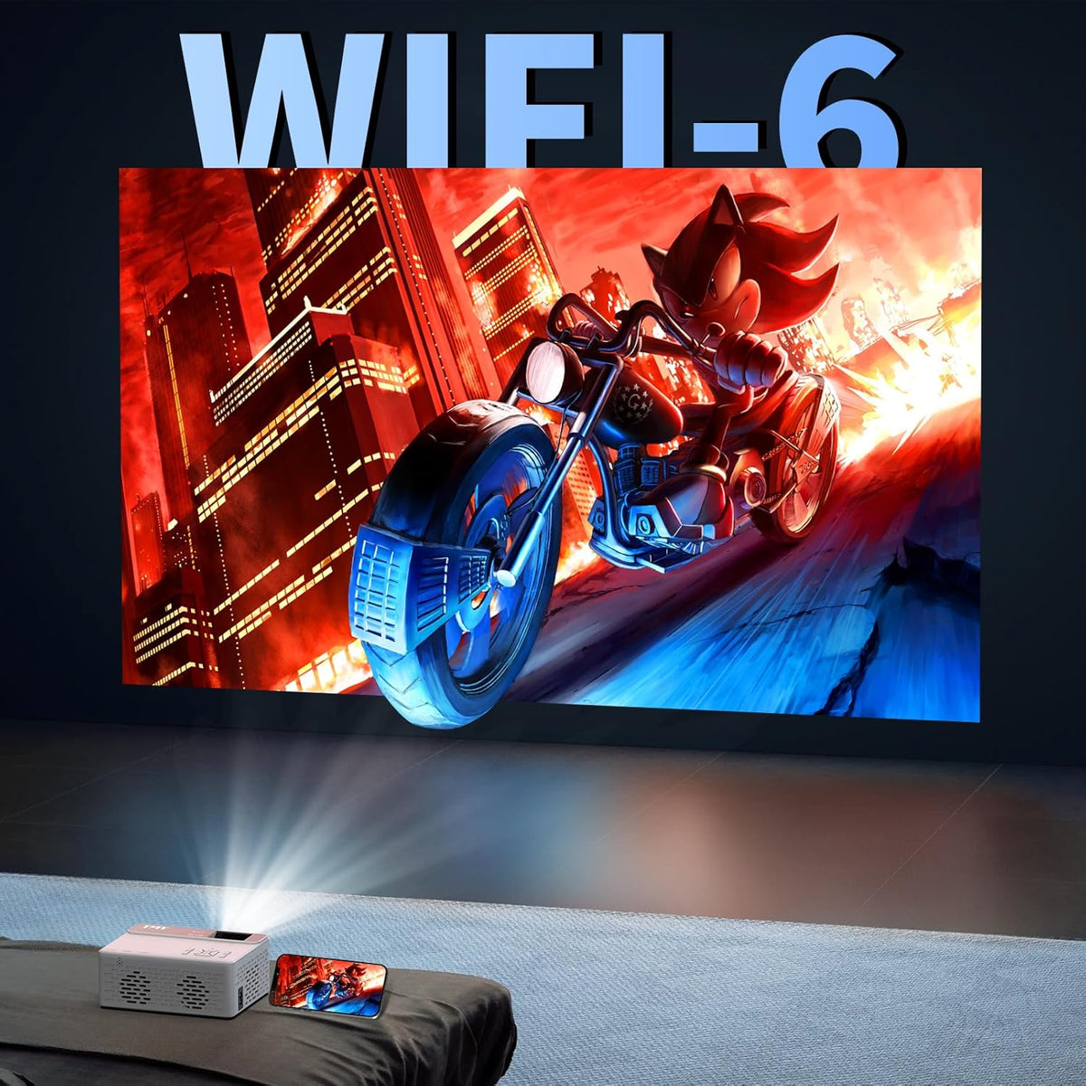 TMY 1080P Full HD Portable Mini Projector, Bluetooth Movie Projector, Compatible with TV Stick/Smartphone/PC/Game Console/HDMI/USB, Indoor & Outdoor Use, Built in Netflix app