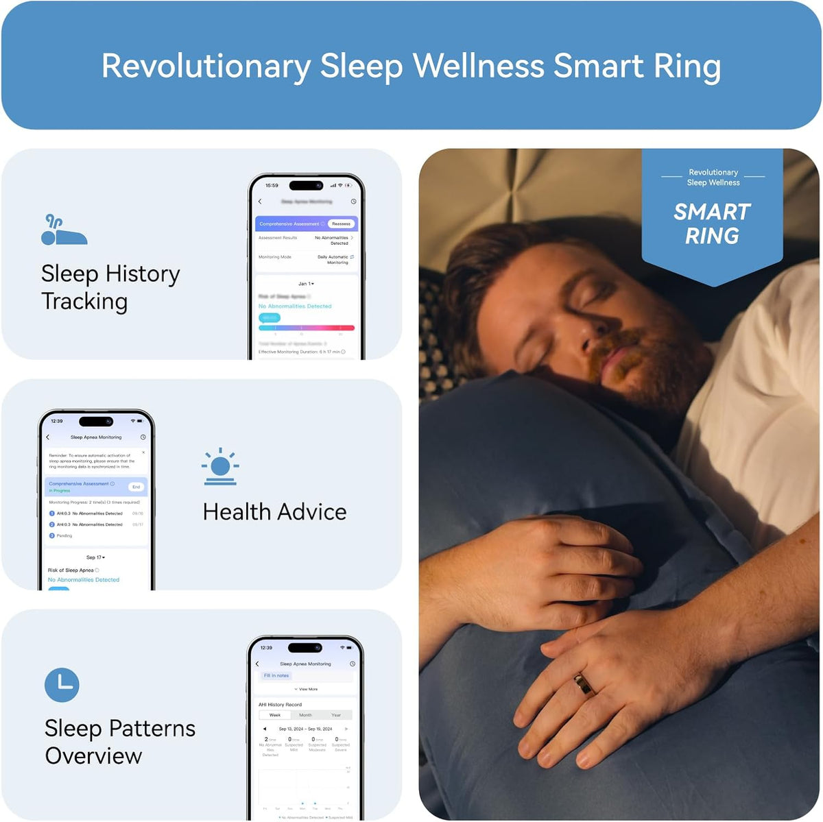 RingConn Gen 2, World's First Smart Ring with Sleep Apnea Monitoring, No APP Subscription, 12-Day Battery Life, Stress/Heart Rate/Women's Health Tracker, Android & iOS Compatible (Gold, Size 8)