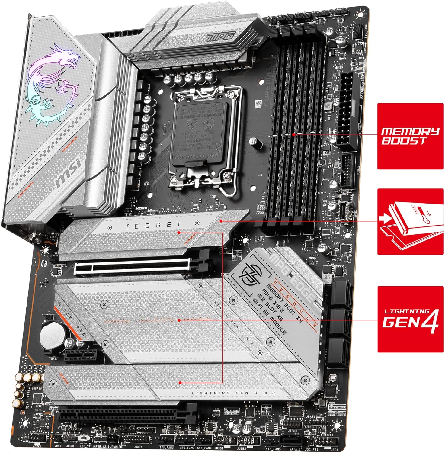 MSI MPG Z790 Edge WiFi Gaming Motherboard (Supports 12th/13th Gen Intel Processors, LGA 1700, DDR5, PCIe 5.0, M.2, 2.5Gbps LAN, USB 3.2 Gen2, Wi-Fi 6E, ATX) (Renewed)