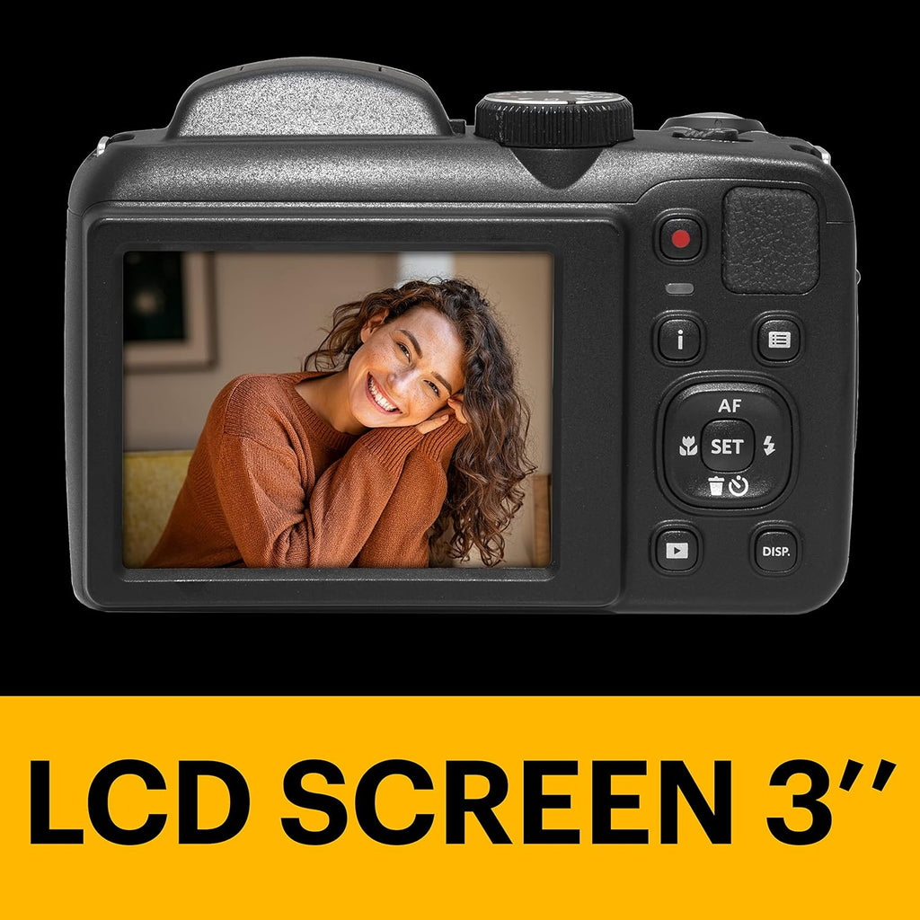 Kodak PIXPRO AZ255-BK 16MP Digital Camera 25X Optical Zoom 24mm Wide Angle Lens Optical Image Stabilization 1080P Full HD Video 3" LCD Vlogging Camera (Black)