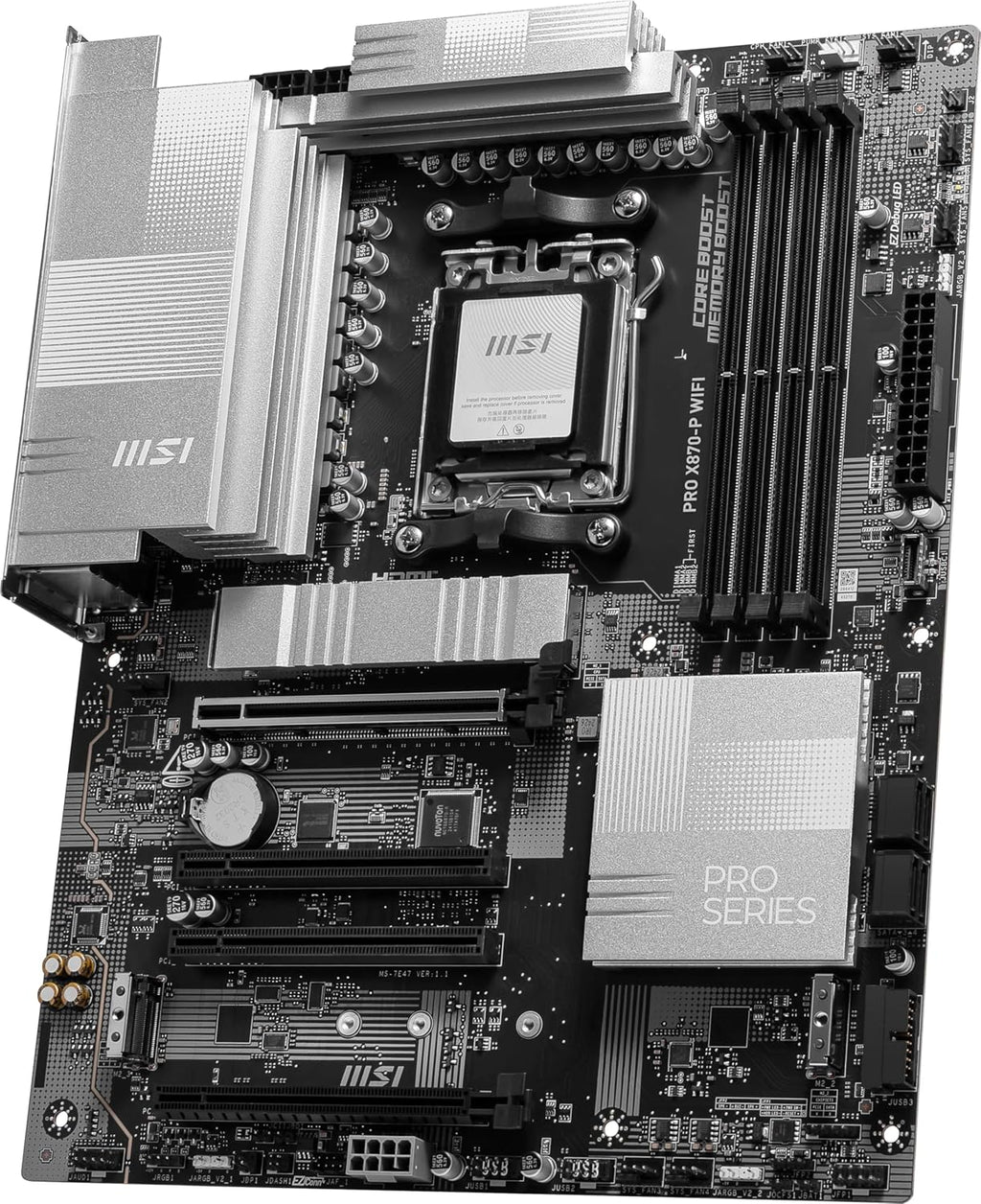 MSI PRO X870-P WiFi V1 ProSeries Motherboard (AMD Ryzen 9000/8000/7000 Series Processors, AM5, DDR5, PCIe 5.0, M.2 Gen5, SATA 6Gb/s, USB 40Gbps, HDMI/DP, Wi-Fi 7, Bluetooth 5.4, 5Gbps LAN, ATX)