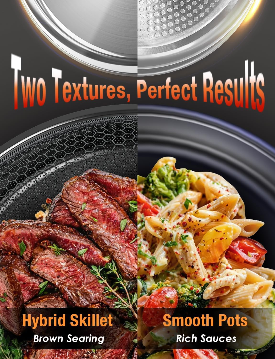 DUXANO Ceramic Pots and Pans Set Non Stick, 2026 Upgraded Hybrid Frypan, 1.5&2 QT Saucepans with Lid, Oil-less Cooking, PFAS Free Non Toxic, Induction Ready,Oven&Dishwasher Safe,Removable Handle,12PC