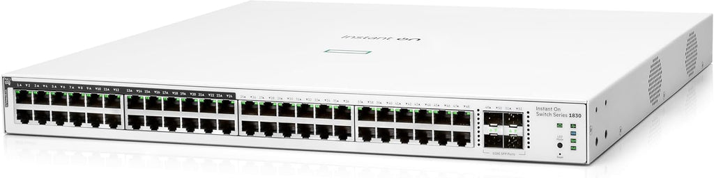 HPE Networking Instant On Switch Series 1830 48-Port Gb Smart-Managed Layer 2 Ethernet Switch with PoE | 48x 1G | 4X SFP | 24x CL4 PoE (370W) | Fan-Less | US Cord (JL815A#ABA)