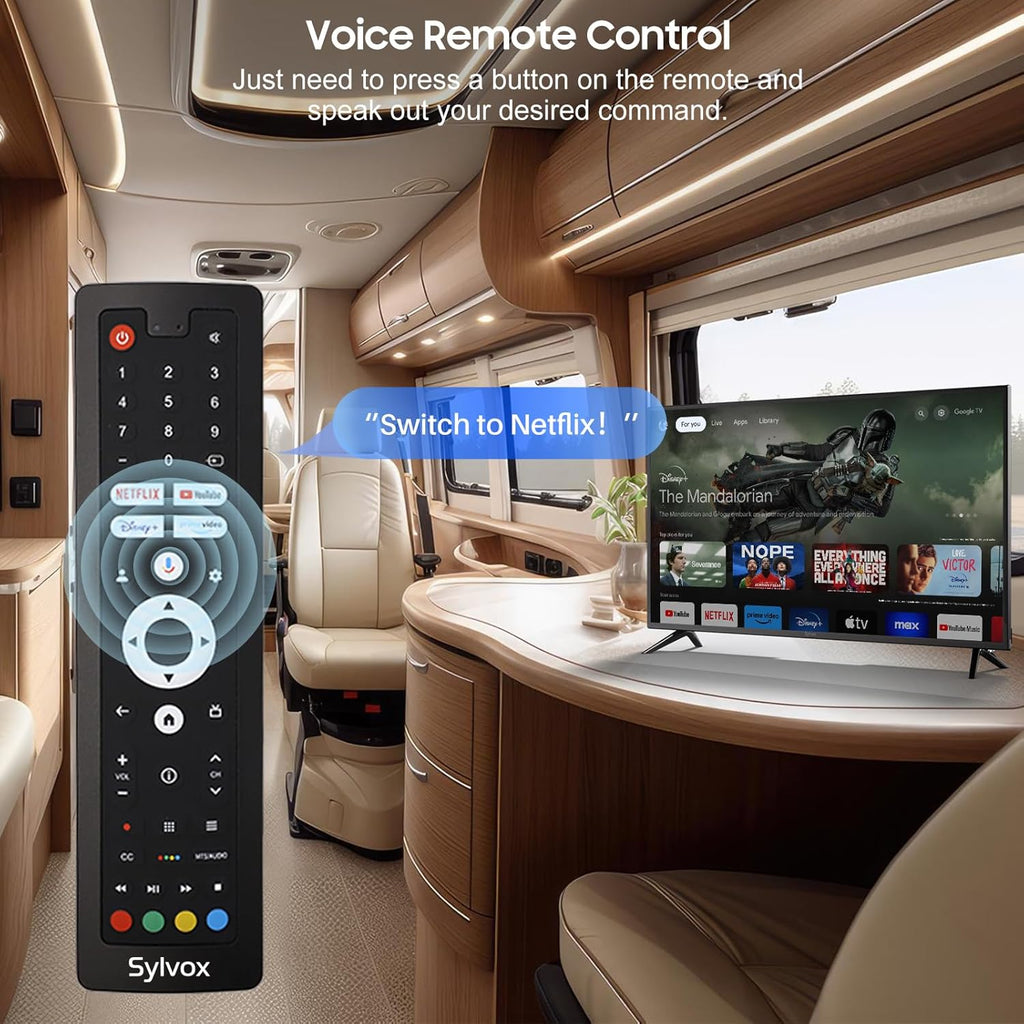 SYLVOX 40" 12V TV for RV, 12-24V DC/110V AC Powered Smart Television, 1080P FHD Google TV with Voice Assistant, WiFi Bluetooth, for Camper Truck Marine & Home