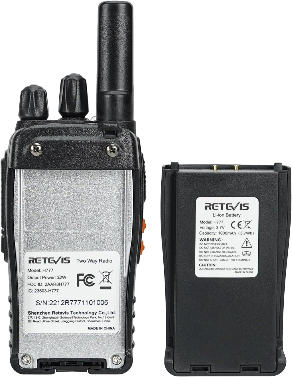 Retevis H-777 2 Way Radios(20 Pack) with Volume Adjustable Walkie Talkie Earpiece(20 Pack), Rechargeable Two Way Radios, Hand Free Adults Walkie Talkies with Charging Base
