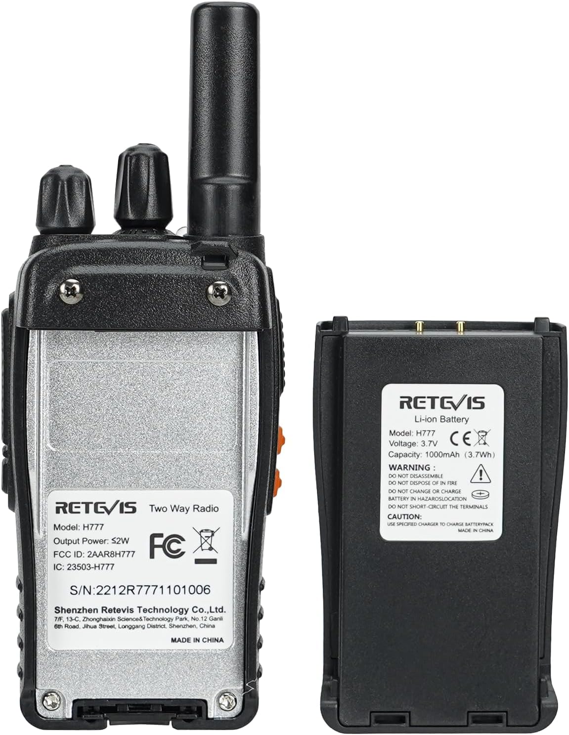 Retevis H-777 2 Way Radios(20 Pack) with Volume Adjustable Walkie Talkie Earpiece(20 Pack), Rechargeable Two Way Radios, Hand Free Adults Walkie Talkies with Charging Base