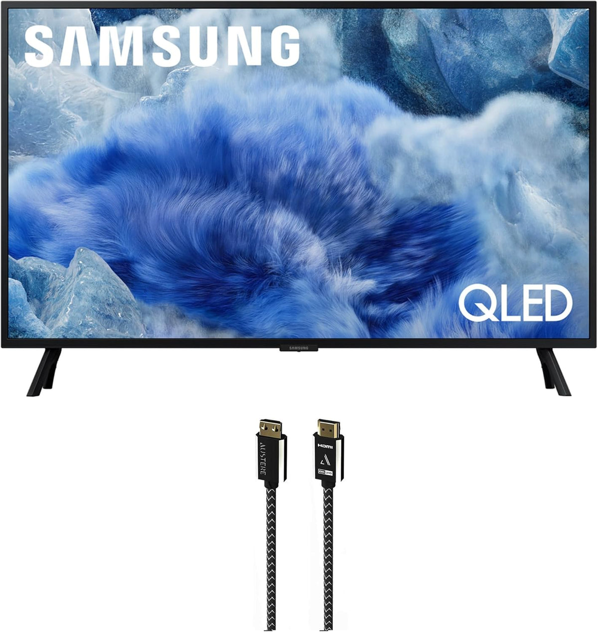 Samsung QN32Q8FAAFXZA 32 Inch Class QLED Q8F 4K Vision AI Smart TV with an Austere 7S-8KHD2-2.5M VII Series 2.5m Premium Braided 8K HDMI Cable (2025)