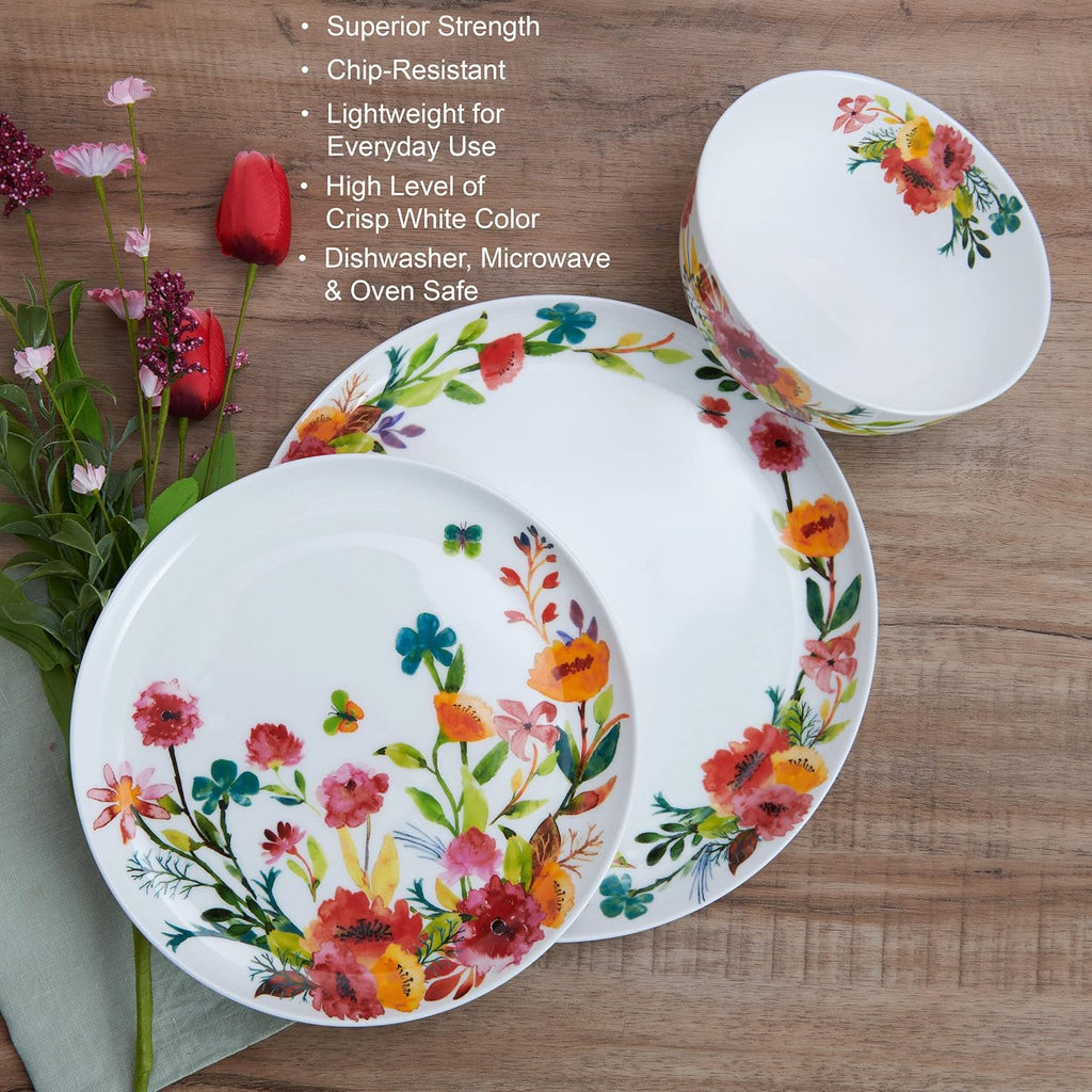 Mikasa Karina Bone China Lightweight Chip Resistant 12 Piece Dinnerware Set, Service for 4
