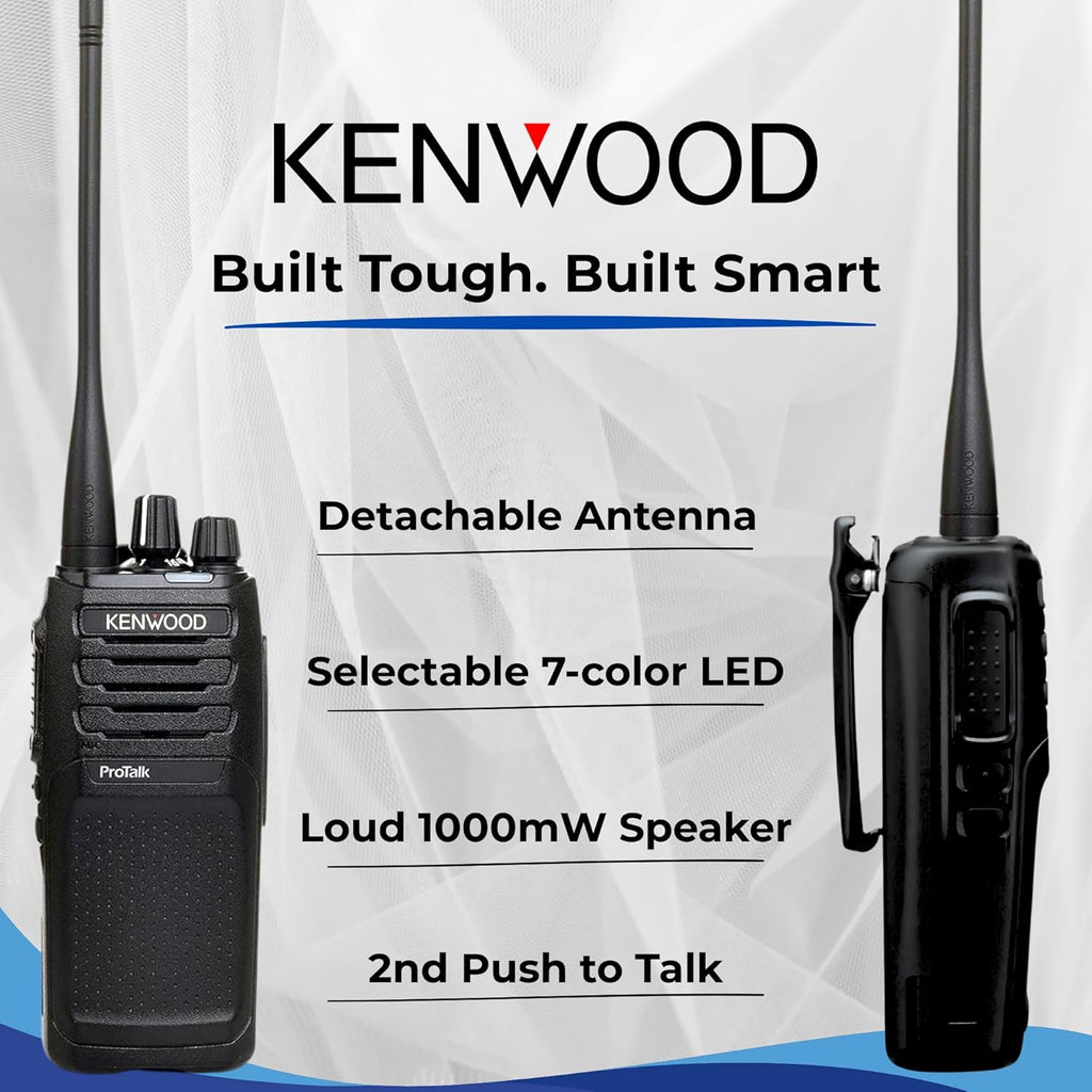 KEWOOD NX-P1302AUK ProTalk 2W Business Two-Way Radio – Simple Setup, 64 Channels, Upgradeable to Digital, Long-Lasting 19.5 Hour Battery, Loud 1,000 mW Speaker, MIL-STD 810 & IP54/55 Rating