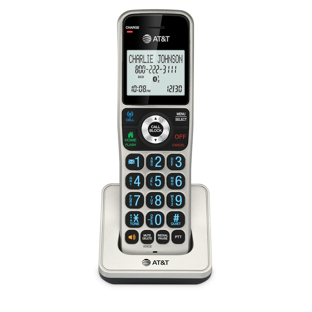 AT&T BL3107-5 DECT 6.0 5-Handset Cordless Phone with Bluetooth Connect to Cell, Smart Call Blocker, Digital Answering System, Extended Range, Big Buttons - Titanium Black