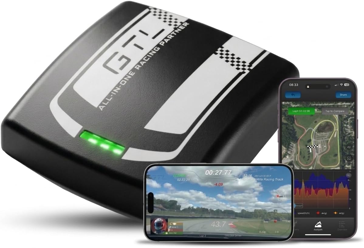 GTLaunch 20Hz GPS Based Performance Meter Box with 6-axis Motion Sensor, Car & Motorcycle Lap Timer & Drag Meter, Standalone Racing Data Logger with High-Precision Tracking, iPhone iOS App