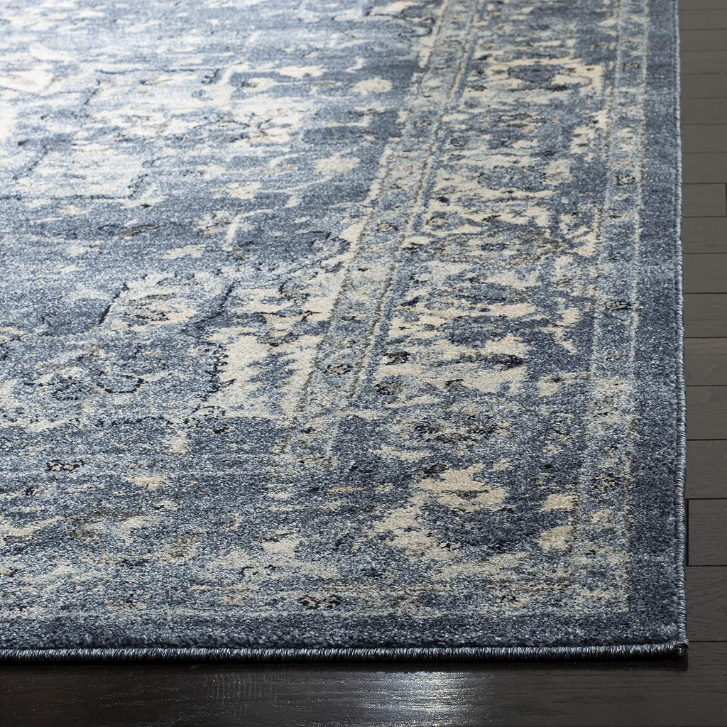 SAFAVIEH Charleston Collection Area Rug - 10' x 14', Navy & Creme, Oriental Distressed Design, Non-Shedding & Easy Care, Ideal for High Traffic Areas in Living Room, Bedroom (CHL411N)