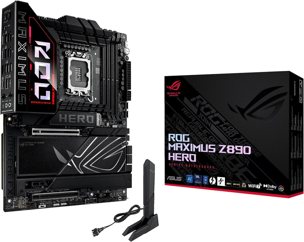 ASUS ROG Maximus Z890 Hero Intel Z890 LGA1851 DDR5 9200 HDMI 2xUSB4 6X M2 USB3.2 WiFi 7 + BT Aura RGB 5Gbit + 2.5Gbit LAN ATX 22+1+2+2 Power Phases, Motherboard