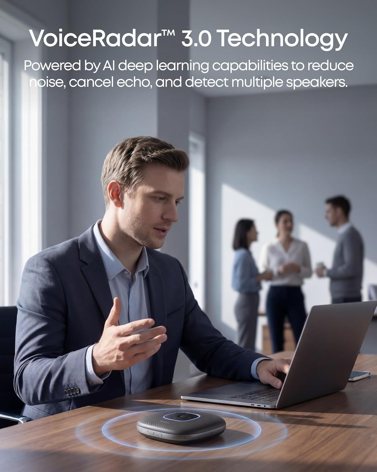Anker PowerConf Speakerphone, Zoom Certified Conference Speaker with 6 Mics, 360° Enhanced Voice Pickup, 24H Call Time, Bluetooth 5.3, USB C, Compatible with Leading Platforms for Personal Workspaces