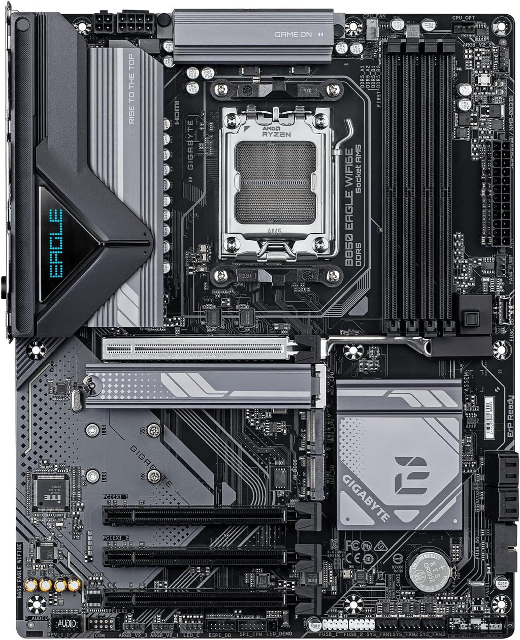 GIGABYTE B850 Eagle WIFI6E AMD AM5 ATX Motherboard, Support AMD Ryzen 9000/8000/7000 Series, DDR5, 8+2+2 Power Phase, 3X M.2, PCIe 5.0, USB-C, WIFI6E, GbE LAN, EZ-Latch, 5-Year Warranty