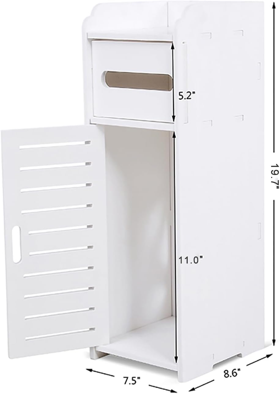 Tnfeeon Bathroom Floor Cabinet, 2Pcs PVC Side Storage Organizer Freestanding Entryway Storage Unit Console Table Space Saver Organizer Bathroom Furniture Home Decor White