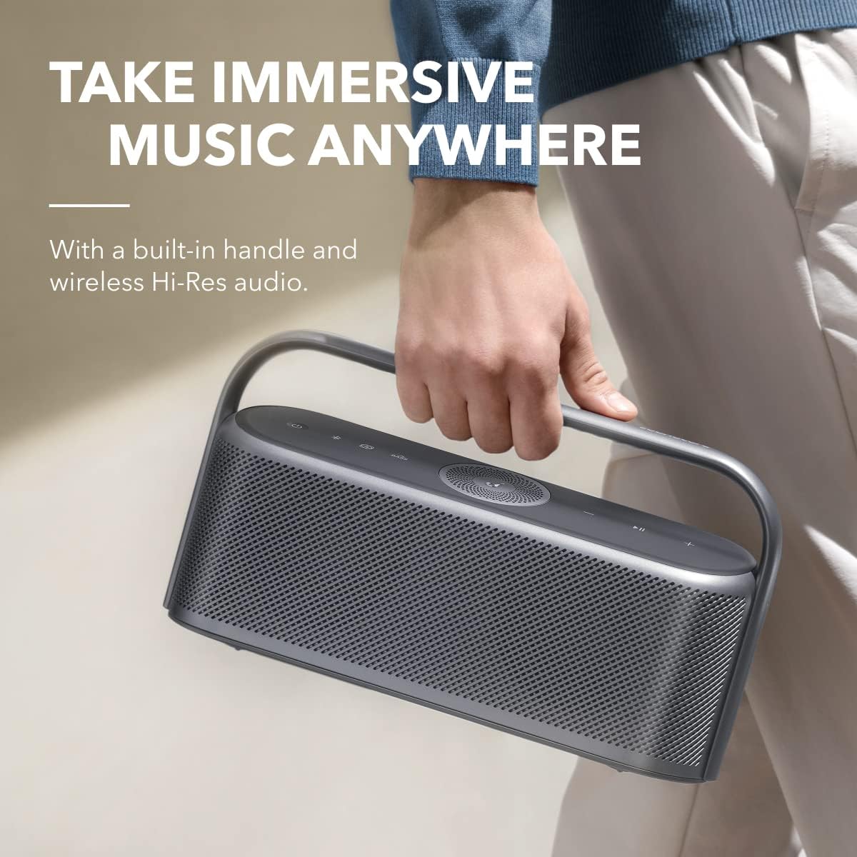 Soundcore Motion X600 Portable Bluetooth Speaker with Wireless Hi-Res Spatial Audio,50W Sound, IPX7 Waterproof, 12H Long Playtime, Pro EQ, Built-in Handle, AUX-in (Renewed)