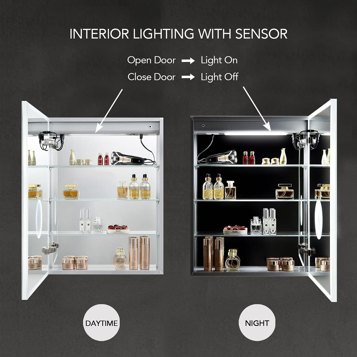 Luxury Recessed Medicine Cabinet 20x32 in - Frameless LED Lighted Vanity Mirror - Copper-Free Silver Mirror - BLUM Soft Close - Left Swing Door - Professional Grade Bathroom Renovation Storage Cabinet