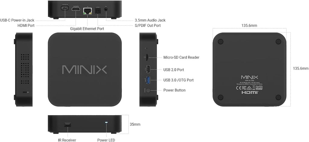MINIX U8K-Ultra 8K Android Media Player with AI Picture Quality Enhancer & AI Resolution Upscaling 8GB RAM 128GB eMMC, Powered by AOSP 11 (Non-Android TV), Dolby Vision and Dolby Atmos Certified