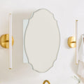 TOMACE Frameless Assymetrical Oval Medicine Cabinet with Beveled Mirror Irregular Surface Bathroom Medicine Cabinet Mirror with Storage for Bathroom 19'' H x 24'' W
