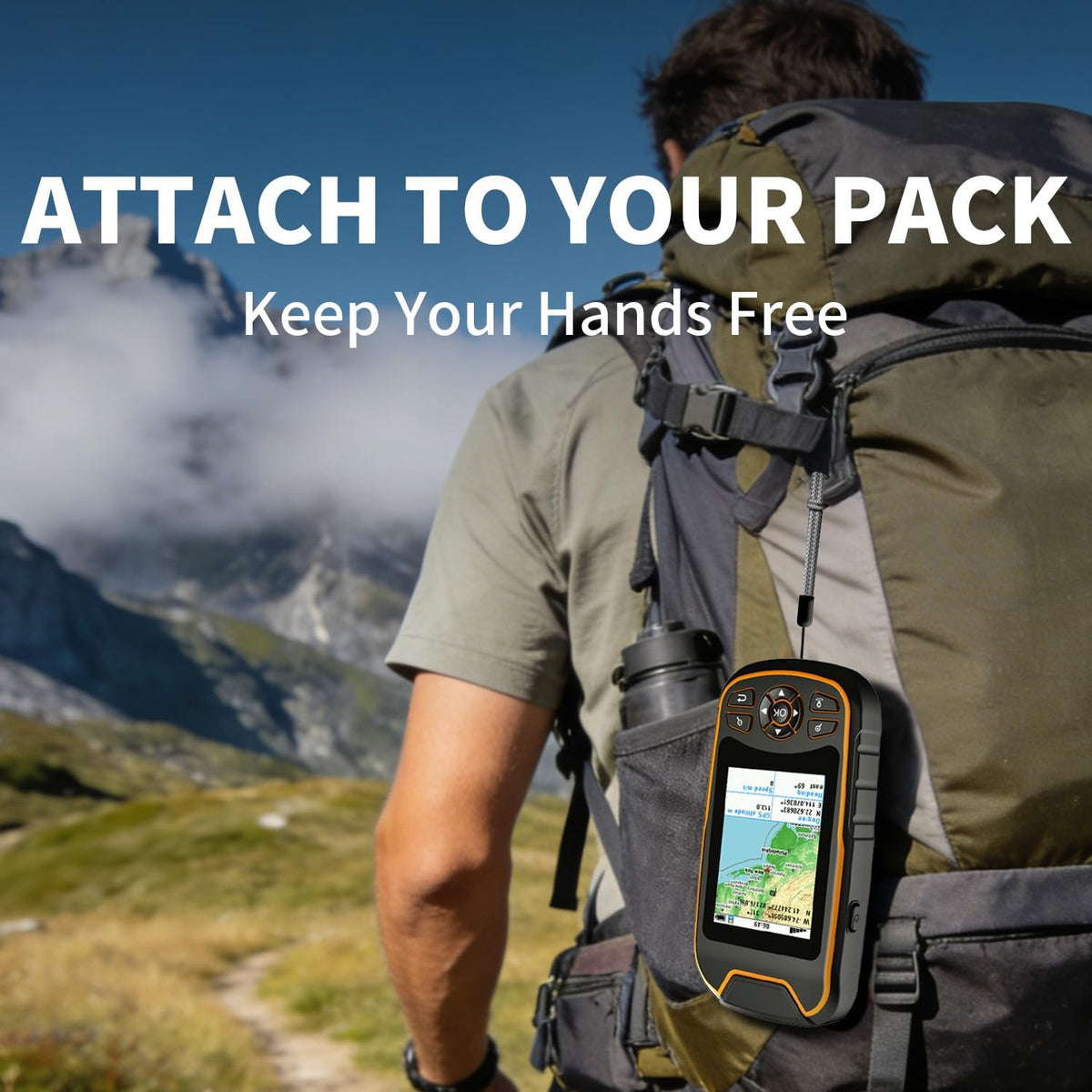 Handheld GPS for Hiking, Rugged and Waterproof Handheld GPS Navigator, 3.2" Sunlight Readable Screen, Compact Satellite Handheld GPS with USA Topo Map, Multi-GNSS Support, Extra Battery Life
