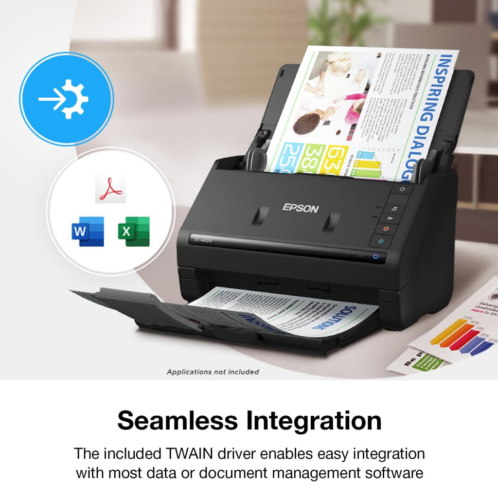 Epson Workforce ES-400 II Color Duplex Desktop Document Scanner for PC and Mac with Auto Doc Feeder (ADF), Image Adjustment Tools