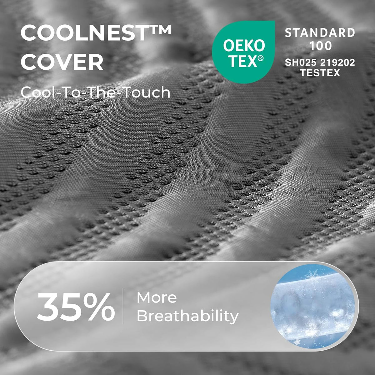 Sweetnight CoolNest 16 inch King Mattress, Cooling King Size Memory Foam Mattress for Cool Night Sleep, 5-Zone Ergo Support for Pressure Relief, Medium, CertiPUR-US Certified