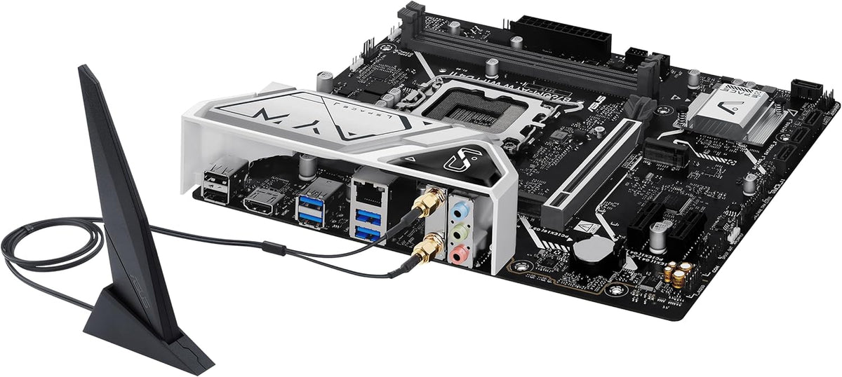 ASUS B760M-AYW WiFi D4 II Intel® B760 (LGA 1700) microATX mATX Motherboard, PCIe 5.0 x16 Support, Two M.2 Slots, DDR4, Realtek 2.5Gb Ethernet, Wi-Fi 6, HDMI, SATA 6 Gbps, Front USB 5Gbps, Aura Sync