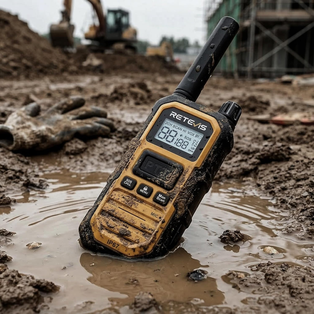 Retevis RB48 Plus Radios Walkie Talkies, IP67 Waterproof Two Way Radio Long Range, Heavy Duty 2 Way Radio, GMRS, Group Call, Vibration Alert, Emergency, for Construction Job Site(6 Pack)