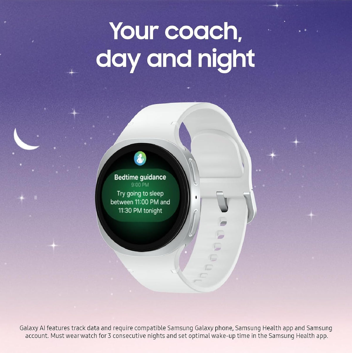 Samsung Galaxy Watch 8 (2025) 40mm Bluetooth Smartwatch, Cushion Design, GPS Fitness Tracker, Sleep Coaching, Running Coach, Energy Score, Heart Rate Tracking, Silver US Version, 2 Yr Warranty