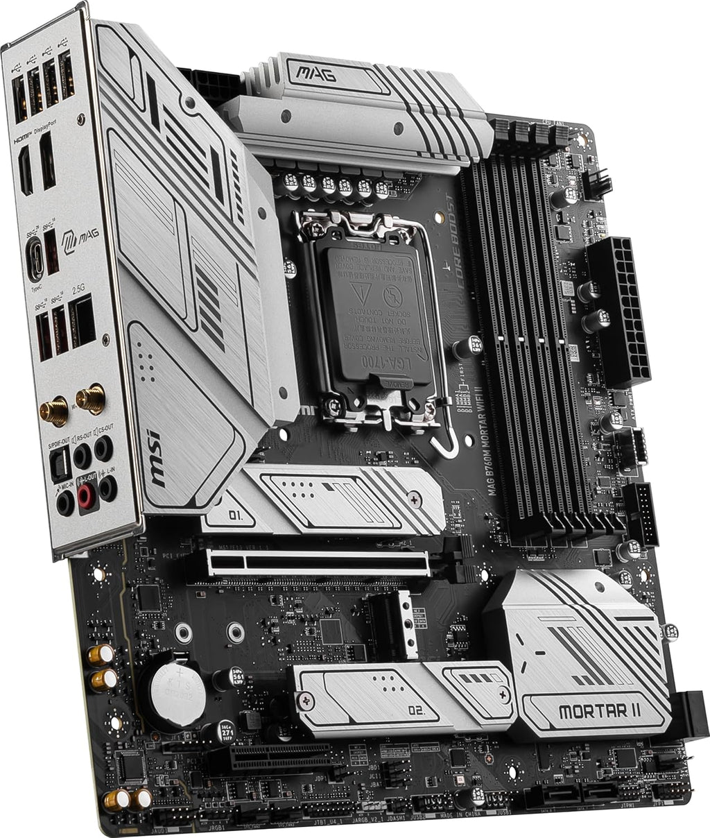 MSI MAG B760M Mortar WiFi II Gaming Motherboard (Supports 12th/13th/14th Gen Intel Processors, LGA 1700, DDR5, PCIe 5.0, M.2, 2.5Gbps LAN, USB 3.2 Gen2, HDMI/DP, Wi-Fi 6E, Bluetooth 5.3, mATX)