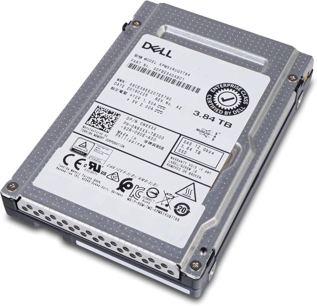 Dell/Kioxia PM5-V KPM5XRUG3T84 3.84TB SAS 12Gb/s TLC 2.5in Read Intensive Solid State Drive (Renewed)
